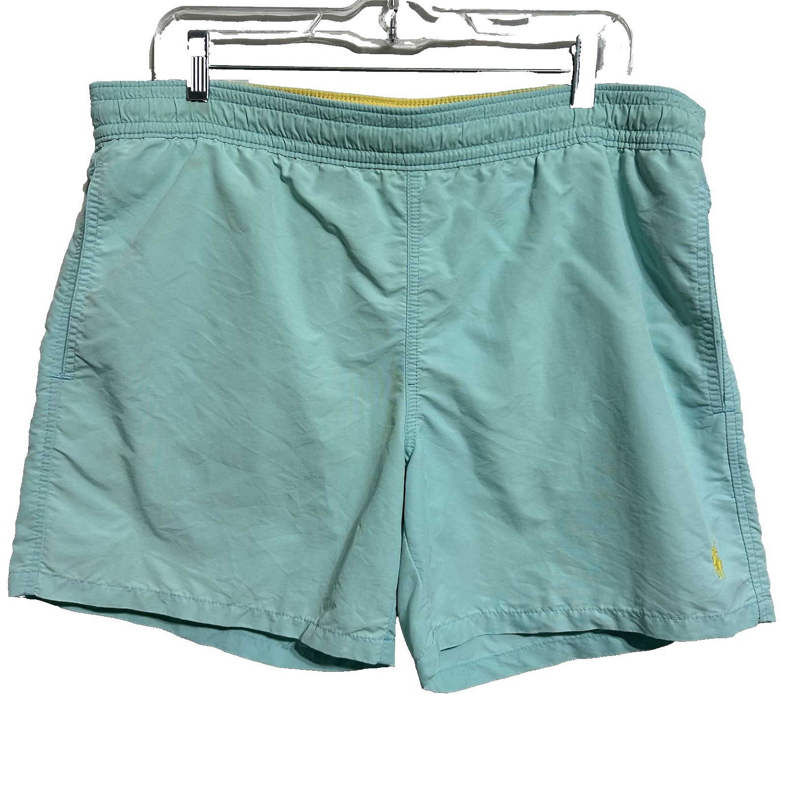 Polo Ralph Lauren Lined Swim Trunks Shorts Mens Blue Yellow Beach Size Medium